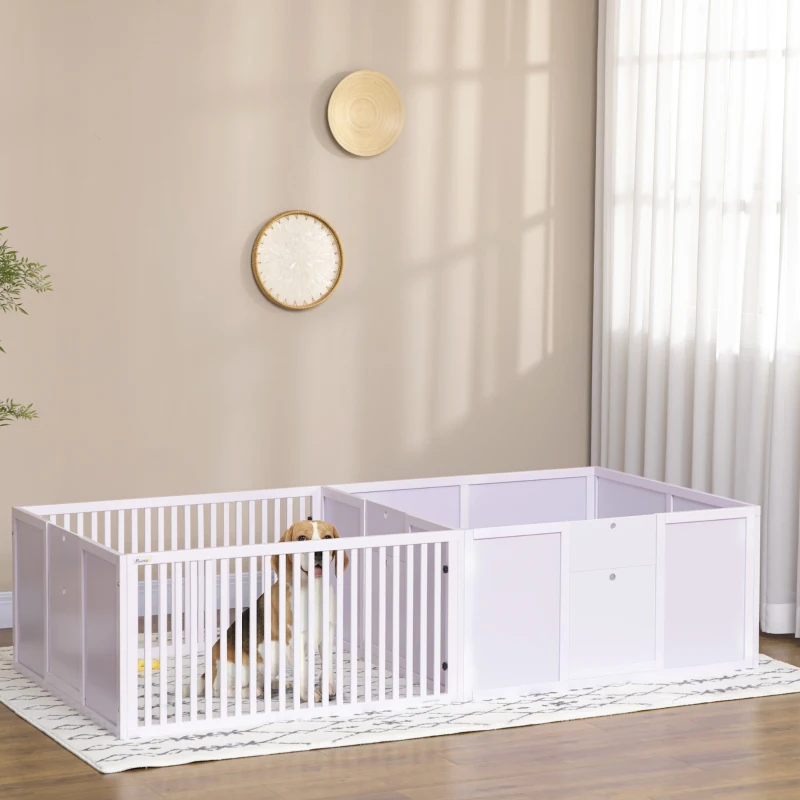 PawHut Comfort Whelping Box for Dogs, Spacious Dog Birthing Pen with Removable Doors, Puppy Playpen for Indoor Use, Essential Newborn Puppy Supplies, 81" x 39" x 20", White