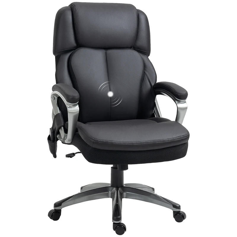Vinsetto Big and Tall Massage Office Chair with Strong Vibration, Microfiber Office Chair, 27.25"x31.5"x48.75", Black