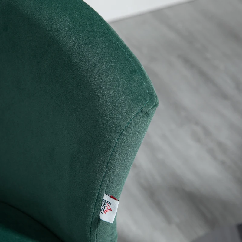 HOMCOM Adjustable Bar Stools Set of 2, Velvet Upholstered Counter Height Barstool with Swivel Seat, Wing Back, ‎Dark Green