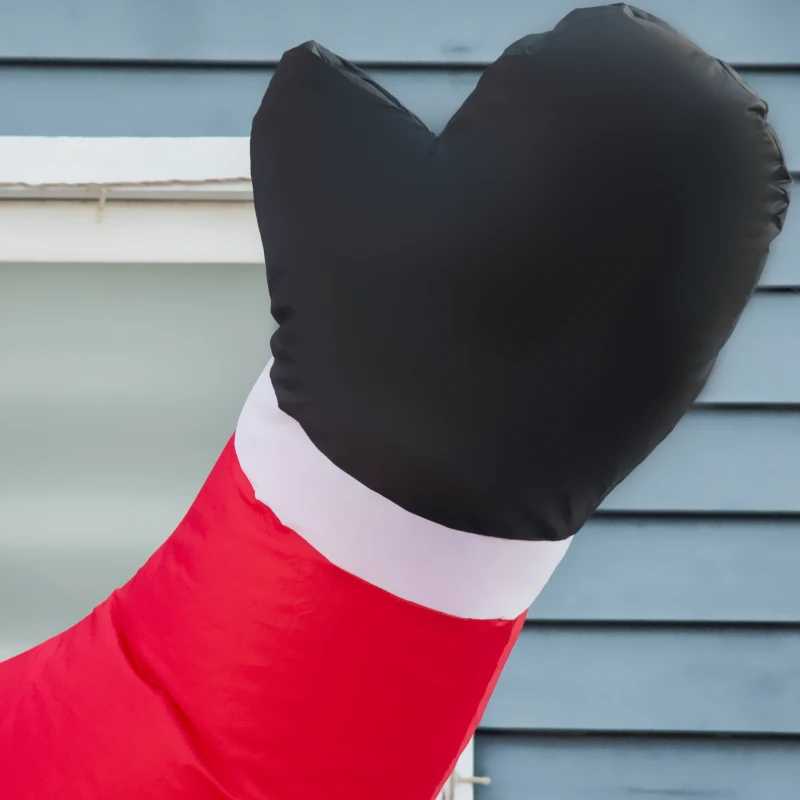 HOMCOM 8ft Christmas Inflatable Santa Claus Ringing Bell, Outdoor Blow-Up Yard Decoration with LED Lights Display