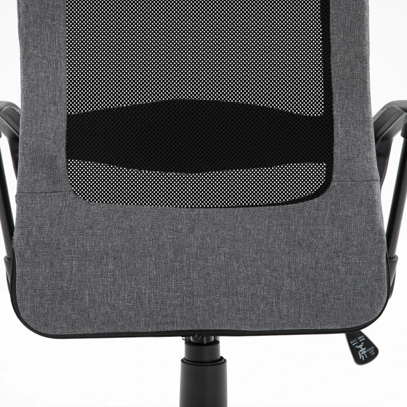 Vinsetto Mesh High-Back Office Chair Linen Ergonomic Home Office Executive Chair, Rocking Swivel Desk Seat with Lumbar Support, Headrest, Armrest