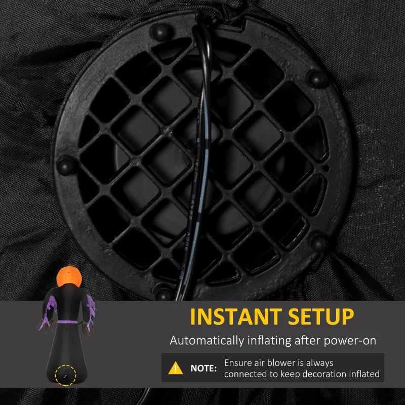 HOMCOM 7' Halloween LED Yard Decor Reaper Ghost Pumpkin, Blow Up Inflatable Outdoor Decoration, Waterproof