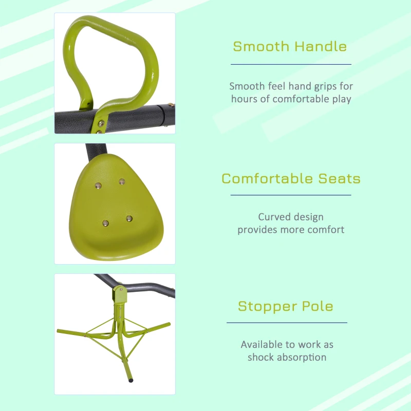 HOMCOM 360 Degree Outdoor Kids Spinning Seesaw, Playground Swivel Teeter Totter for Backyard, Kids 3-7 Years, Green