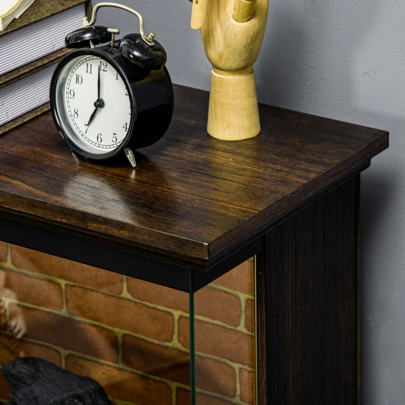 HOMCOM 26" Electric Fireplace Stove, 1400W Freestanding Fire Place Heater with Adjustable 3D Flame, Remote Control, Timer, Realistic Logs, Brown