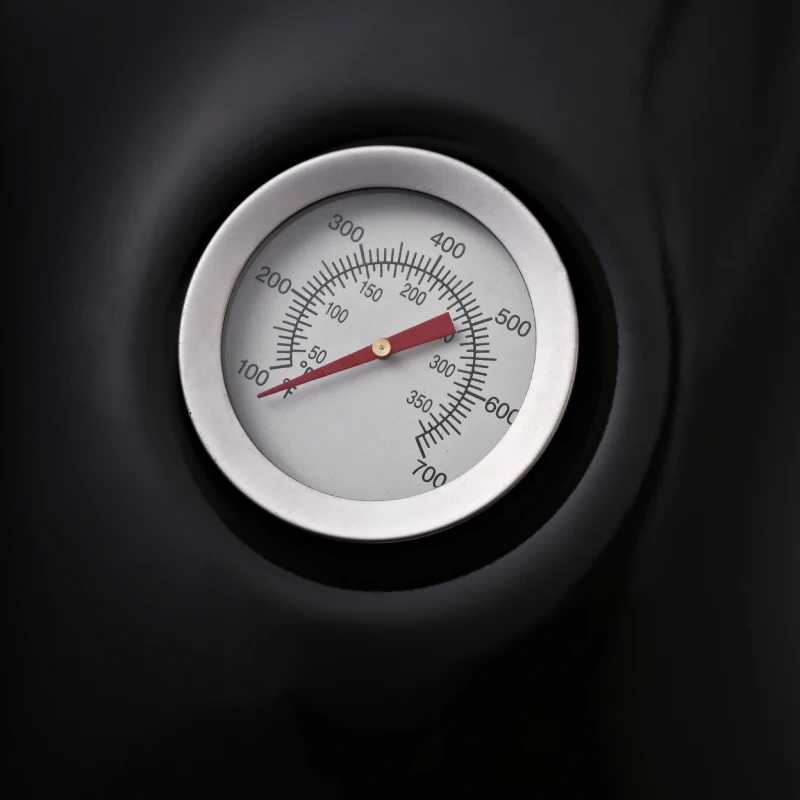 Outsunny Kettle Charcoal BBQ Grill, Portable Barbecue Smoker with Lid and Thermometer, Outdoor Camp Picnic Cooker with Wheels and Storage Shelf