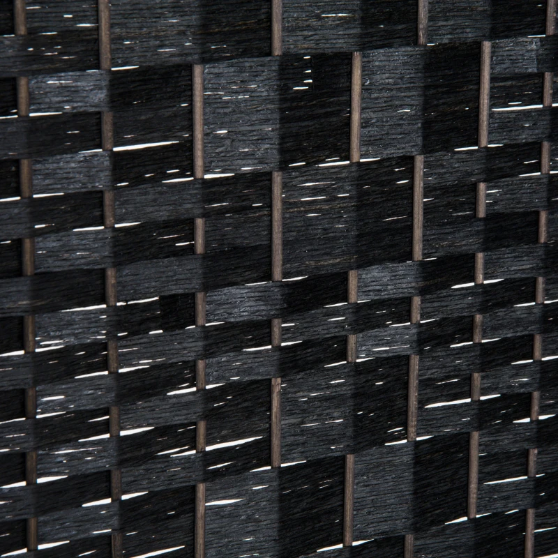 6-Panel Resin Wicker Room Divider - Folding Privacy Screen for Home Office, Indoor/Outdoor Use - Black