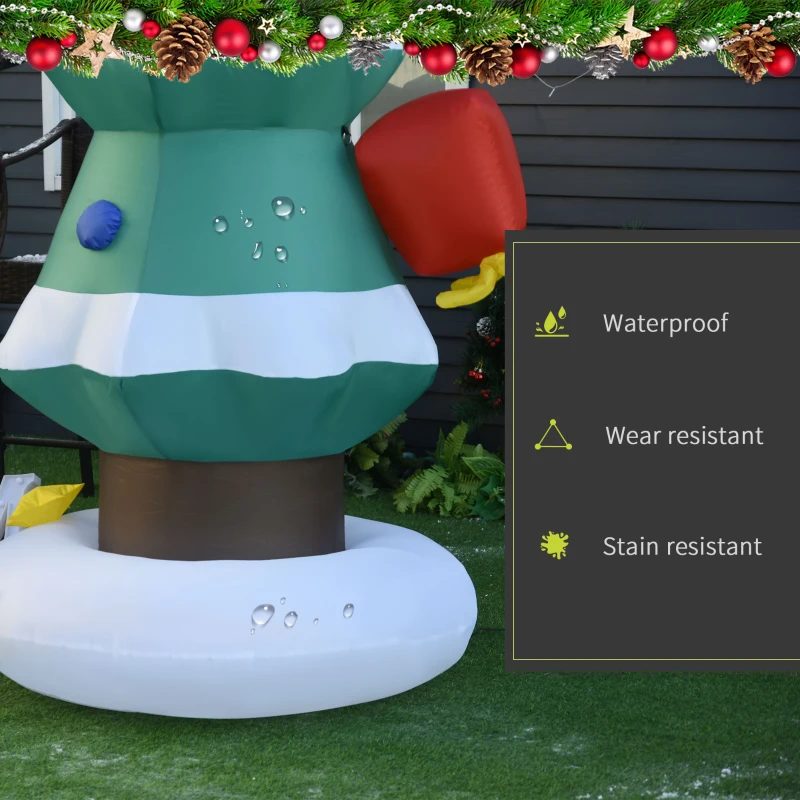 HOMCOM 8ft Inflatable Christmas Tree Decorations with Santa Claus, Outdoor Blow-Up Yard Christmas Decor with LED Lights Display