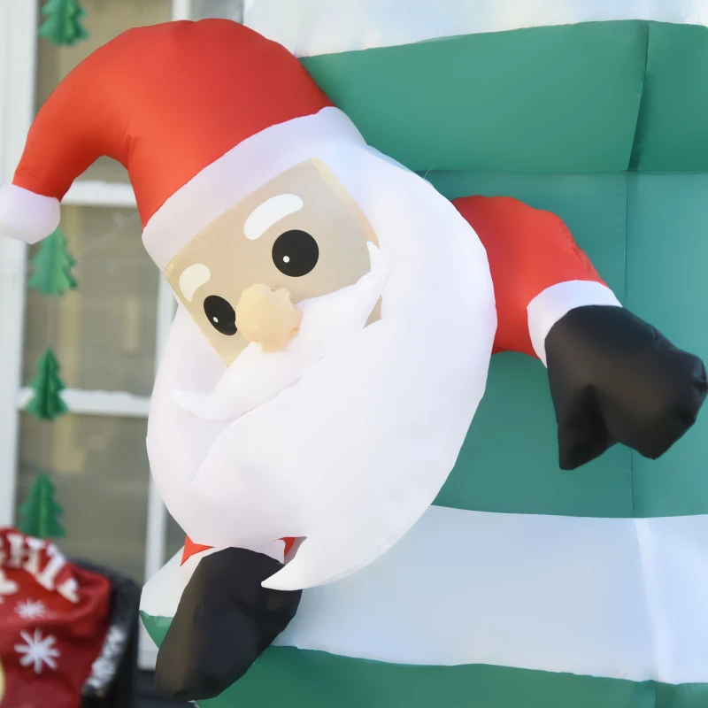 HOMCOM 8ft Inflatable Christmas Tree Decorations with Santa Claus, Outdoor Blow-Up Yard Christmas Decor with LED Lights Display