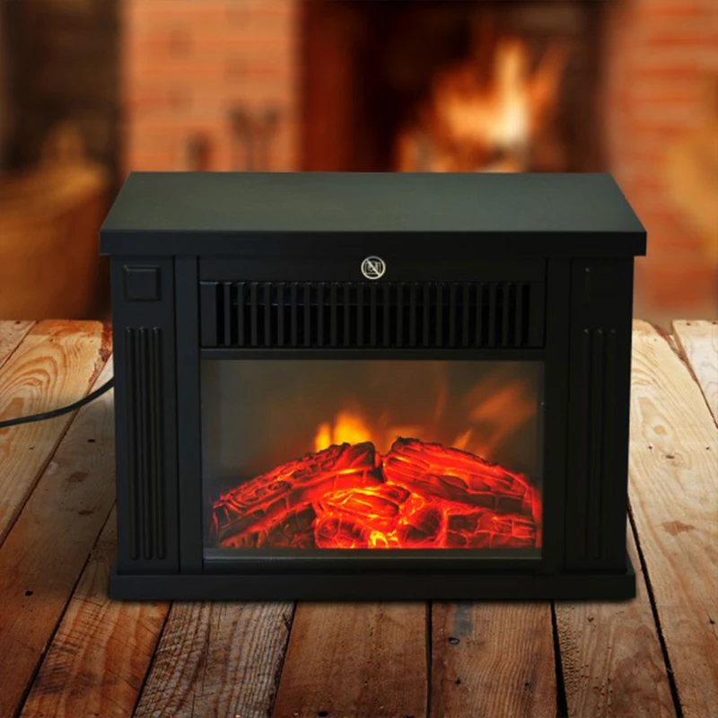 HOMCOM 14" 1000W Mini Standing Electric Fireplace Portable Heater with Overheating, Black