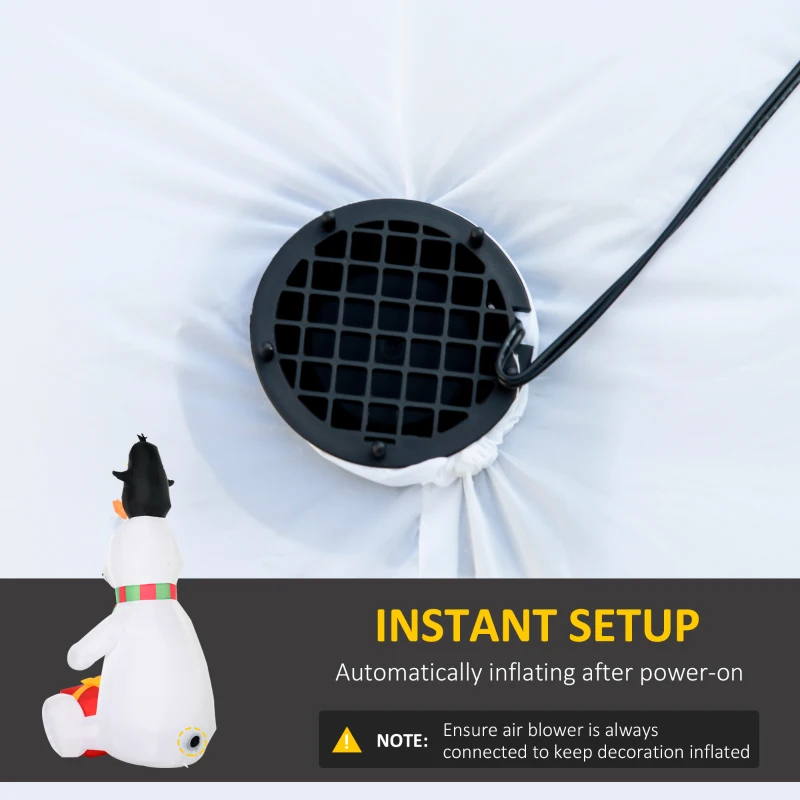 Outsunny 7ft Christmas Inflatables Outdoor Decorations Polar Bear with Penguin on Head with Candy Cane and Gift Box, Blow-Up LED Yard Christmas Decor for Lawn Garden Party