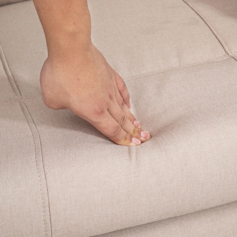 HOMCOM Manual Recliner Chair for Adults, Adjustable Swivel Recliner with Footrest, Padded Arms and Wood Base for Living Room, Beige