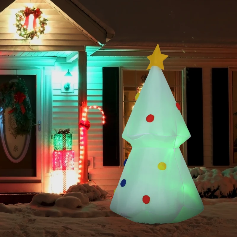 HOMCOM 6ft Inflatable Christmas Tree Decorations, Outdoor Blow-Up Yard Christmas Decor with LED Lights Display