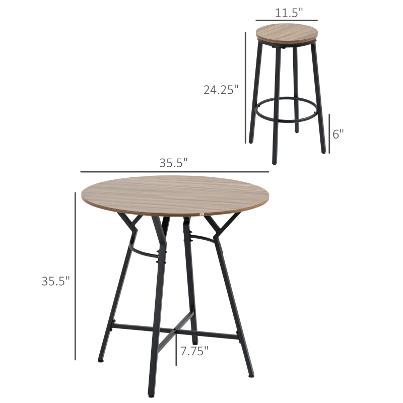 HOMCOM 5-Piece Bar Table and Chairs Set, Space Saving Dining Table & 4 Stools