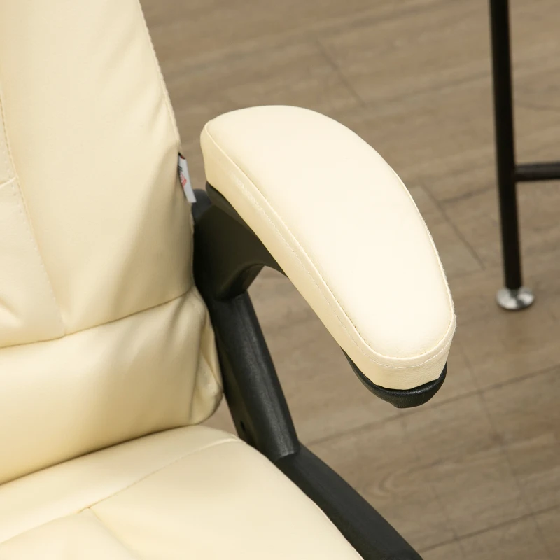 HOMCOM Massage Office Chair, Heated Reclining Computer Chair with 6 Vibration Points, Armrest and Remote, Beige