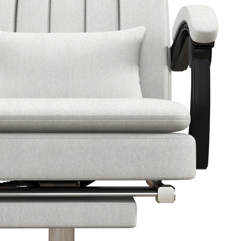 Vinsetto Executive Office Chair with Vibration Massage, Microfibre Swivel Desk Chair, Heated Reclining Computer Chair with Lumbar Support Pillow, Footrest, Cream White