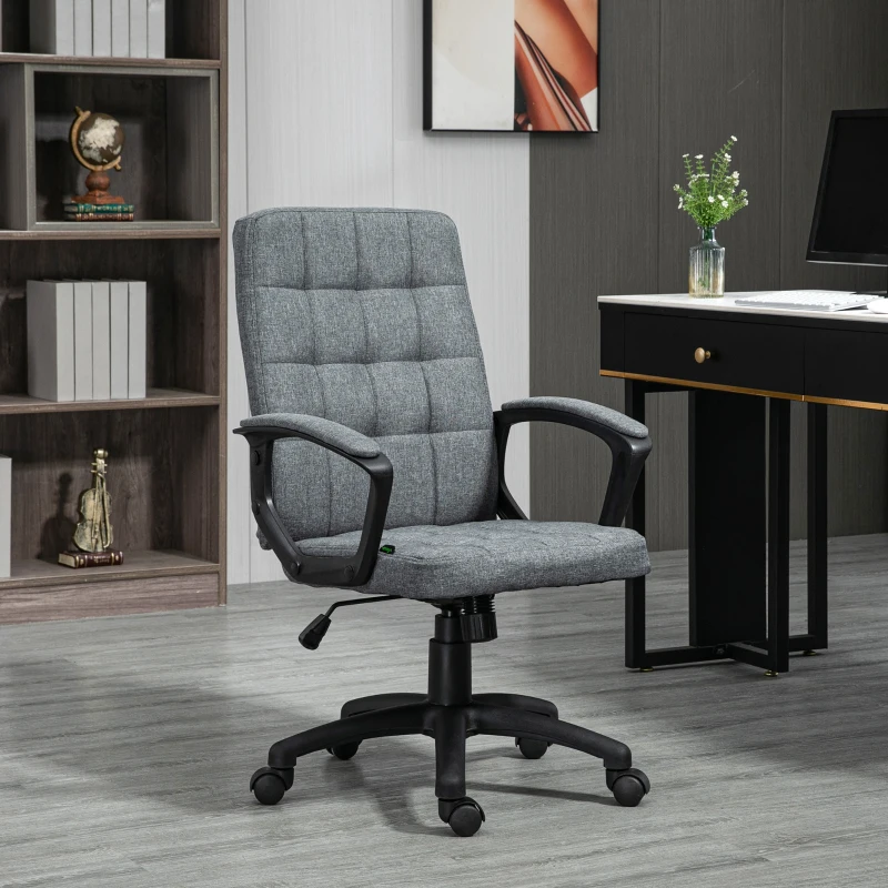 Vinsetto Mid-Back Fabric Office Chair, Adjustable Computer Desk Chair with Swivel Wheels, Ergonomic Design, Charcoal Gray