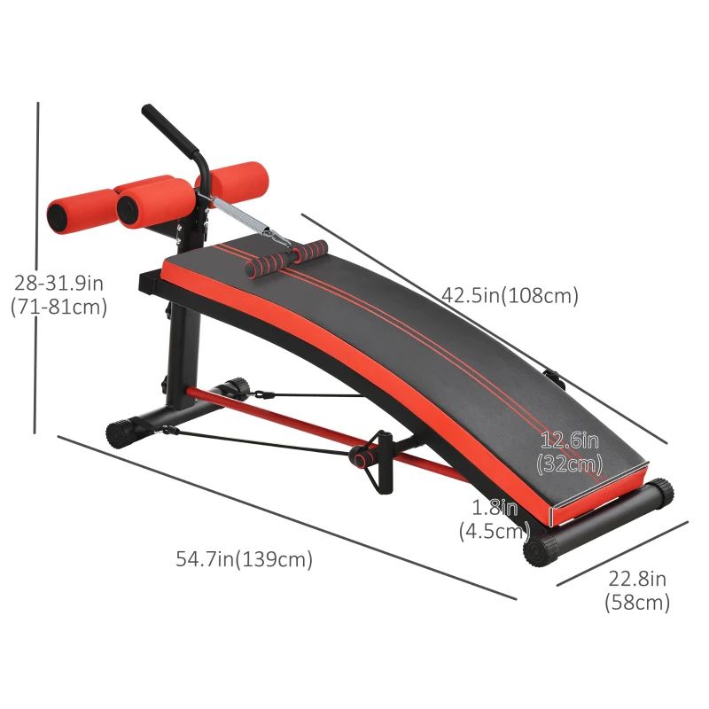 Soozier Training Bench Sit-Up Bench Abdominal Trainer Multifunction With Training Bands Fitness Steel Black
