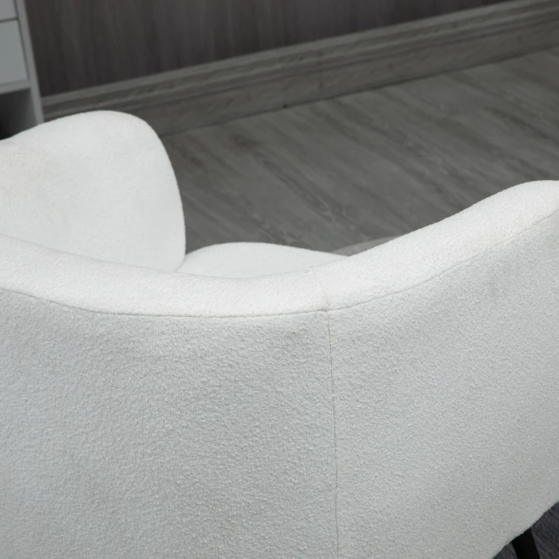 HOMCOM Accent Chair Modern Barrel Armchair with Metal Legs, Cream