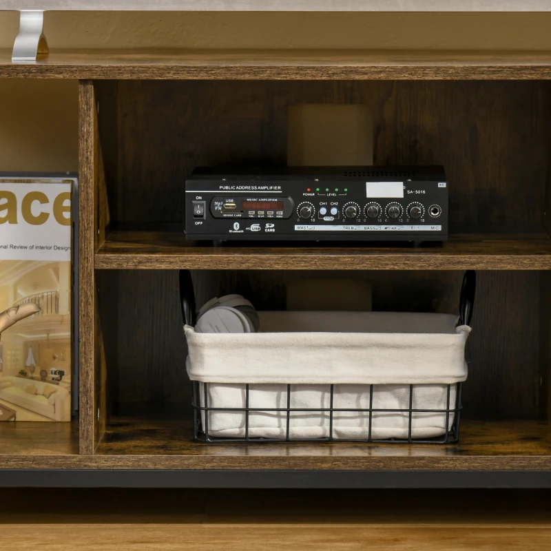 HOMCOM TV Stand for TVs Up to 55 Inches, TV Console with Open Storage Shelves, Entertainment Center for Living Room, Rustic Brown
