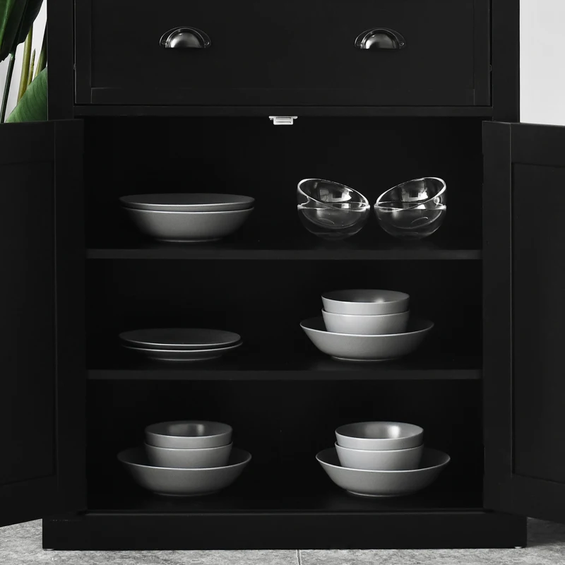 HOMCOM 72.5" Kitchen Cabinet, Pantry Storage Cabinet with Doors and Shelves, Freestanding Food Pantry Cabinet, Black