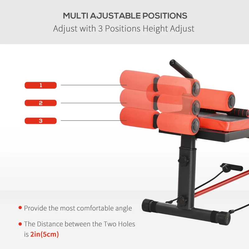 Soozier Training Bench Sit-Up Bench Abdominal Trainer Multifunction With Training Bands Fitness Steel Black