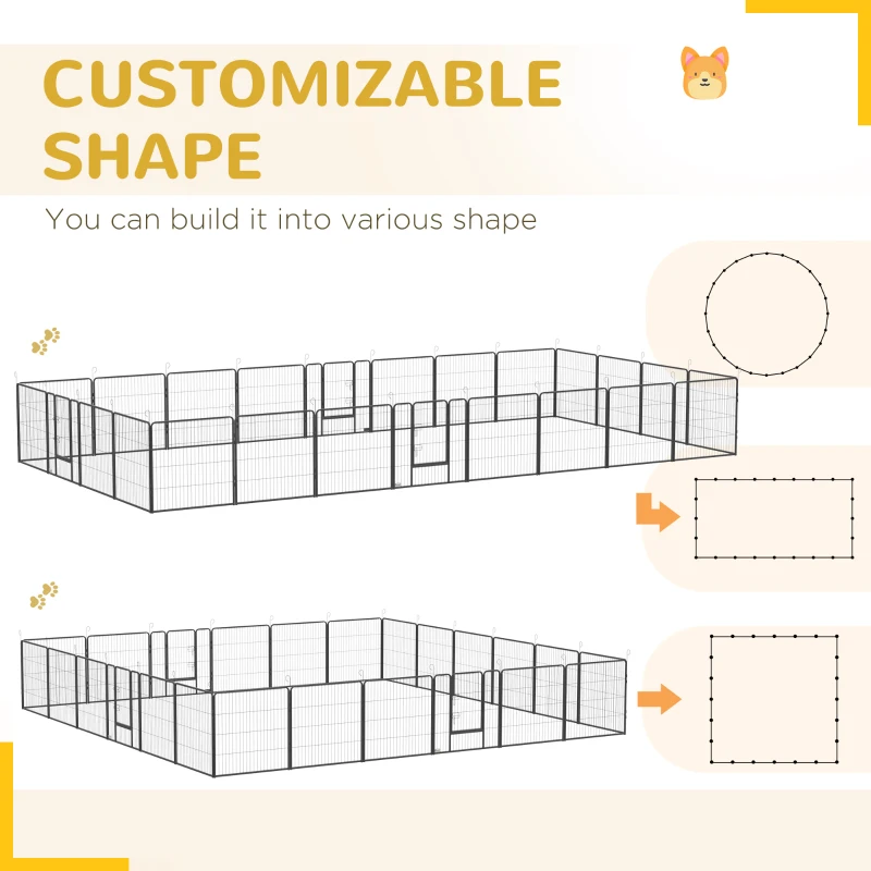 PawHut 24 Panel Dog Playpen for Small and Medium Dogs with Lockable Door, 15.7' x 15.7' x 2.6'