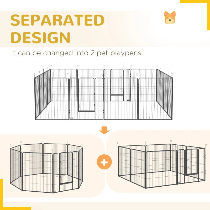 PawHut Dog Playpen for Large, Medium, Small Dogs, 16 Panels, 10.5' x 10.5' x 3.3'