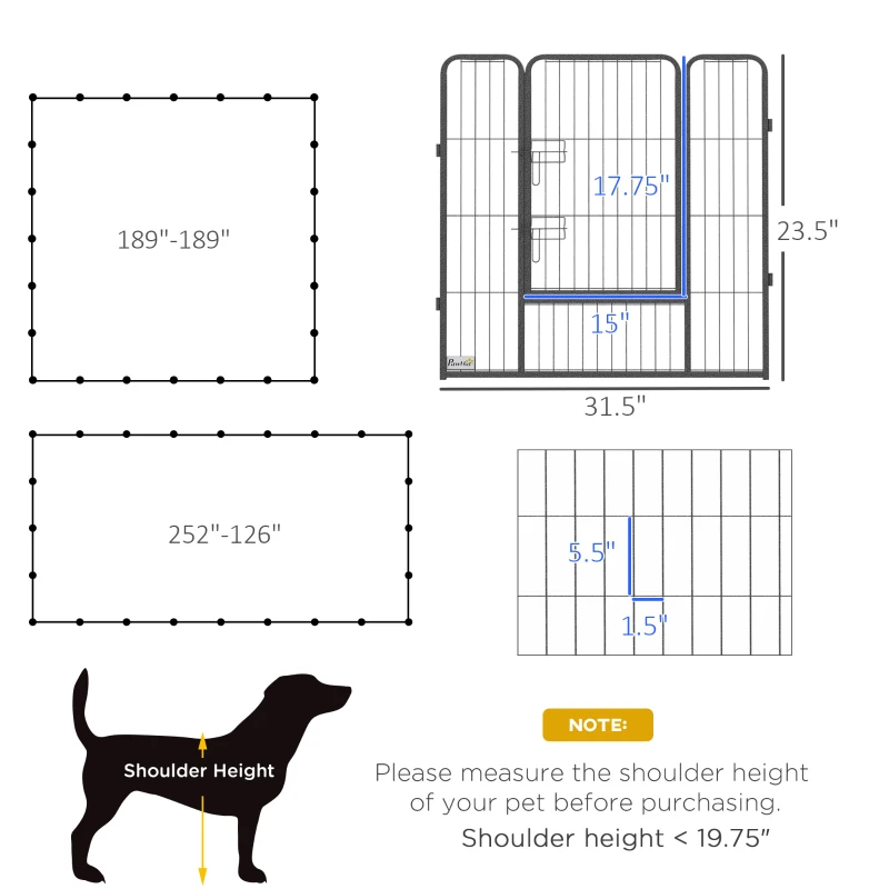 PawHut 24 Panel Dog Playpen for Small and Medium Dogs with Lockable Door, 15.7' x 15.7' x 2.6'