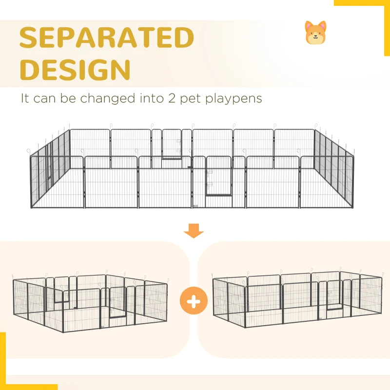 PawHut 24 Panel Dog Playpen for Small and Medium Dogs with Lockable Door, 15.7' x 15.7' x 2.6'