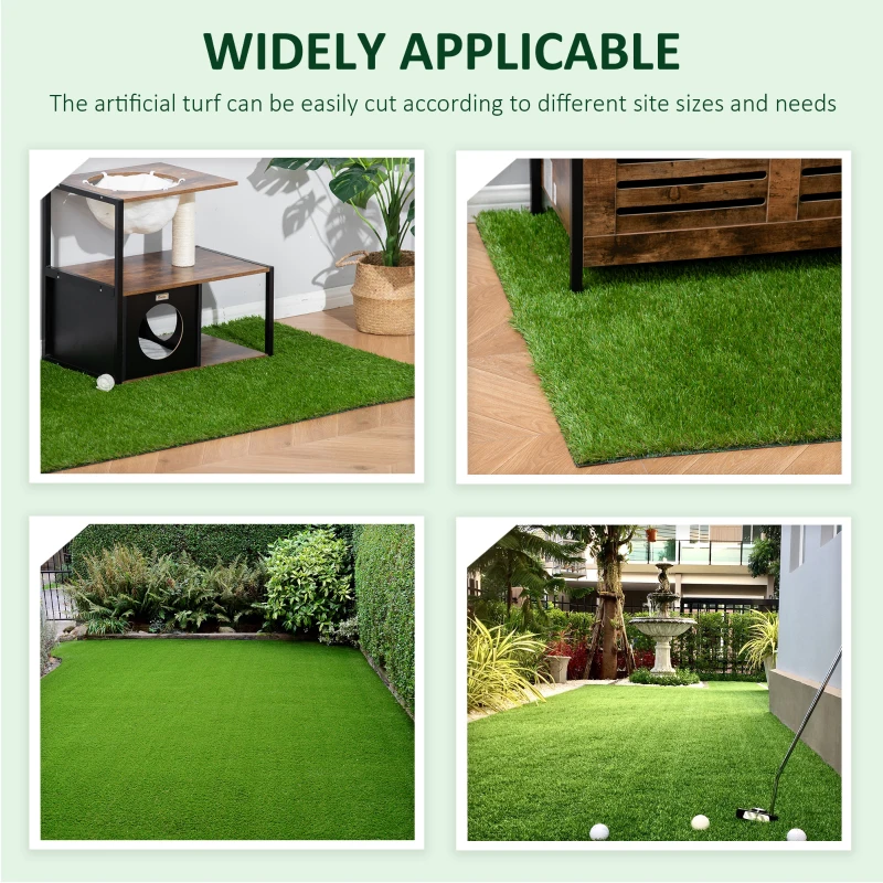 Outsunny 10' x 3' Artificial Turf Grass with Simulated Look & Feel UV Protection, & Drain Holes for Rain, 1.25" Height