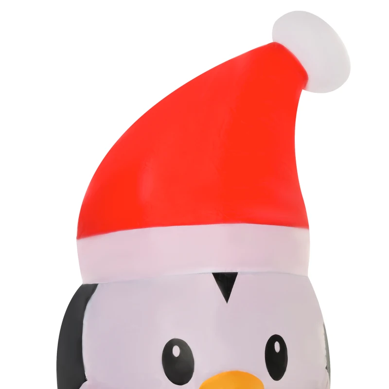 HOMCOM 6ft Christmas Outdoor Inflatables Penguin with Santa Hat and Sweater Lighted Blow Up Decorations for Holiday Party Xmas Yard Garden