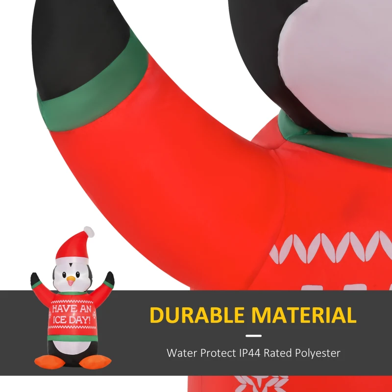 HOMCOM 6ft Christmas Outdoor Inflatables Penguin with Santa Hat and Sweater Lighted Blow Up Decorations for Holiday Party Xmas Yard Garden