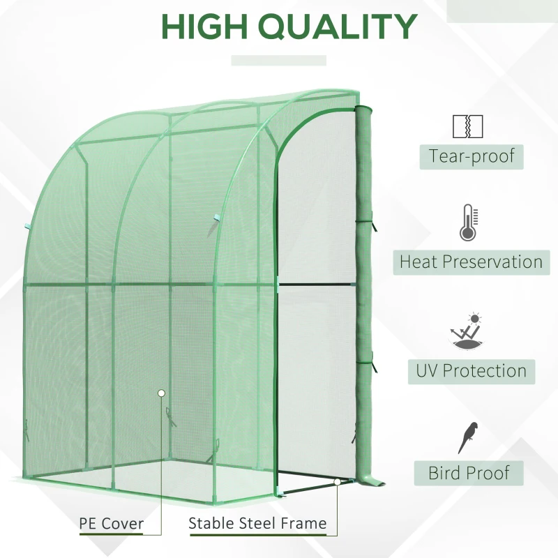 Outsunny 5' x 4' x 7' Outdoor Walk-in Garden Greenhouse, Polycarbonate Panels Plants Flower Growth Shed with Roll-Up Door Hot House, for Plants Herbs Vegetables - Green