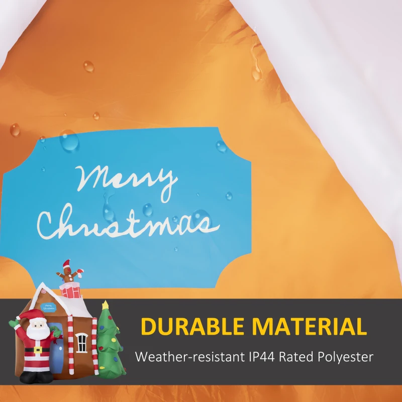 Outsunny 7.5ft Christmas Inflatables Outdoor Decorations Gingerbread House with Santa Claus and Christmas Tree, Blow-Up LED Yard Christmas Decor for Lawn Garden Party