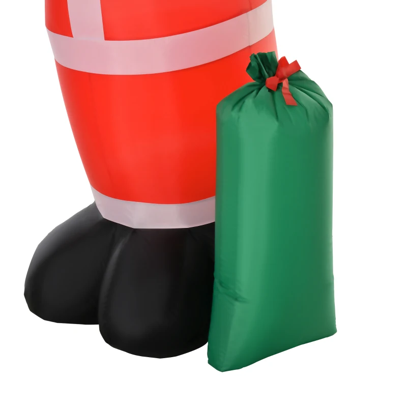 HOMCOM 8ft Christmas Inflatables Outdoor Decorations Santa Claus with Toy Bag, Blow-Up Yard Christmas Decor with LED Lights Display