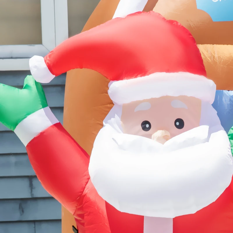 Outsunny 7.5ft Christmas Inflatables Outdoor Decorations Gingerbread House with Santa Claus and Christmas Tree, Blow-Up LED Yard Christmas Decor for Lawn Garden Party