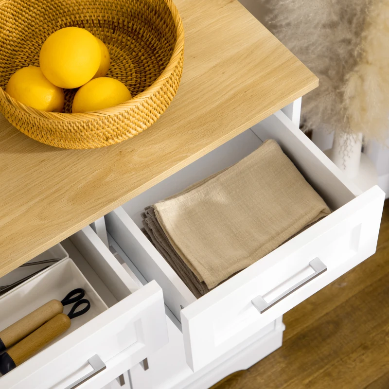 HOMCOM Sideboard Buffet Cabinet with 3 Drawers and Adjustable Shelf, Coffee Bar Cabinet for Kitchen, Dining Room, White