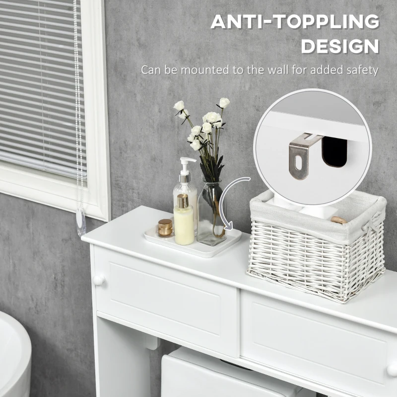 HOMCOM Modern Over The Toilet Storage, Bathroom Cabinets Over Toilet with 2 Sliding Doors, 3 Adjustable Shelves and Cupboard