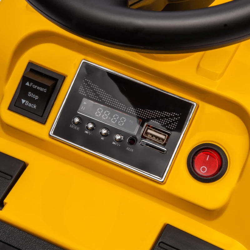 Aosom 6V Electric Ride on Tractor, 3 in 1 Electric Ride on Excavator, Bulldozer, Road Roller, Battery Powered Pretend Play Construction, for 18-48 Months - Yellow