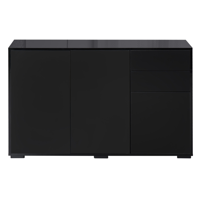 HOMCOM Kitchen Sideboard Storage Cabinet, Modern Coffee Bar with Push-Open Design and 2 Drawers for Living Room, Black