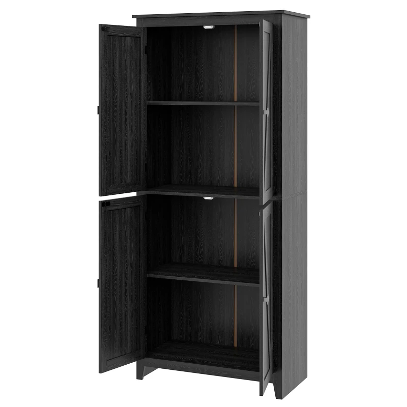 HOMCOM 72" Freestanding Storage Cabinet, Kitchen Pantry Cabinet with Doors and Shelves for Dining Room, Black