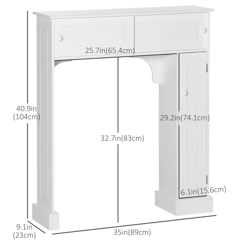 HOMCOM Modern Over The Toilet Storage, Bathroom Cabinets Over Toilet with 2 Sliding Doors, 3 Adjustable Shelves and Cupboard