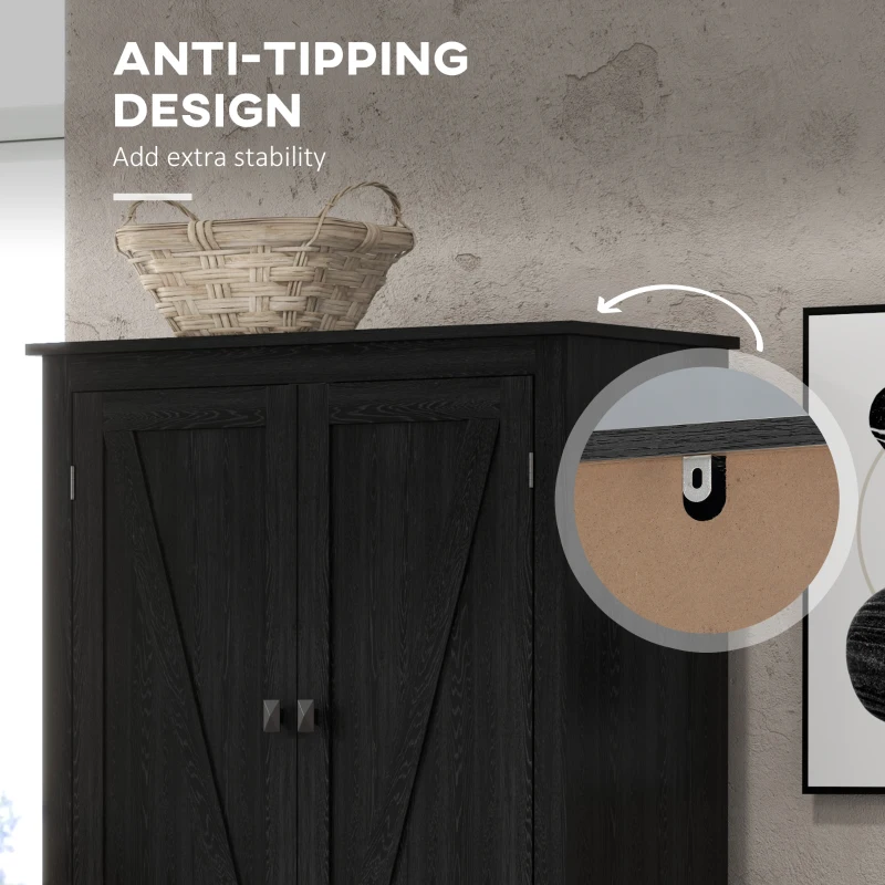 HOMCOM 72" Freestanding Storage Cabinet, Kitchen Pantry Cabinet with Doors and Shelves for Dining Room, Black