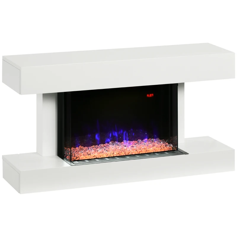 HOMCOM 21.5" Electric Fireplace with Mantel, 1500W Wall Mounting and Freestanding Fireplace Heater with Remote Control, Overheat Protection, 12H and Weekly Timer, Eco Mode, White