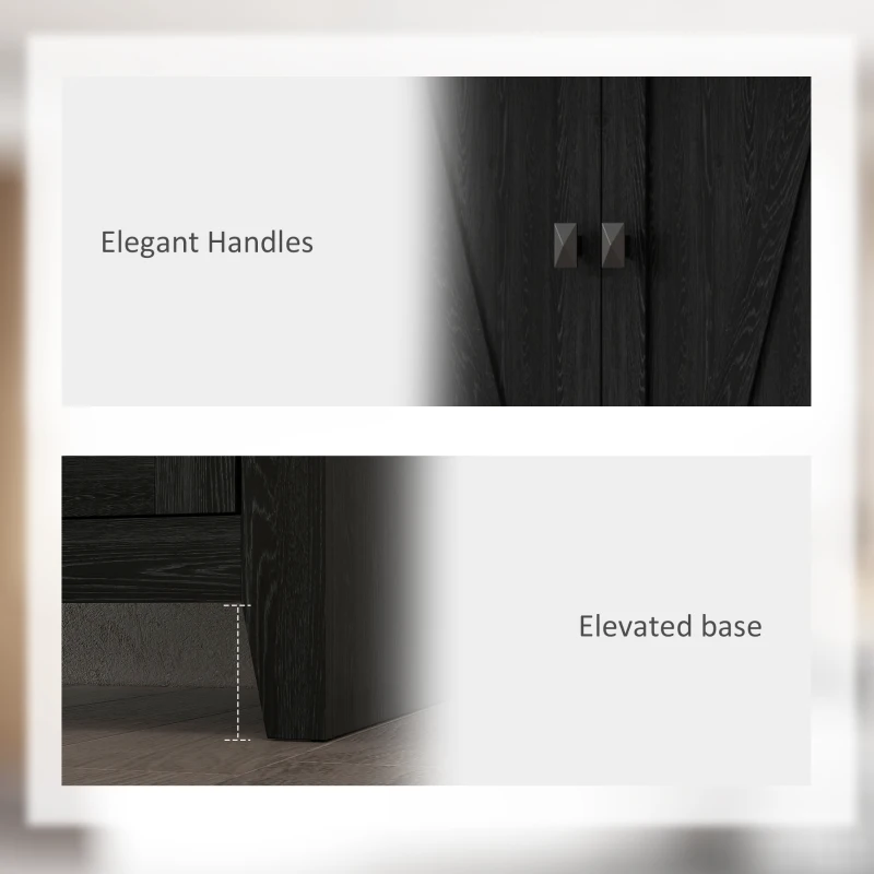 HOMCOM 72" Freestanding Storage Cabinet, Kitchen Pantry Cabinet with Doors and Shelves for Dining Room, Black