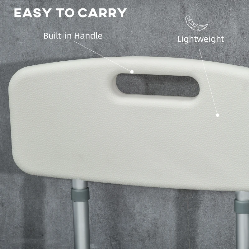 HOMCOM Shower Chair with Back and Arms, Bathroom Shower Stool with Removable Padded Cushion and Suction Cup Feet, Bath Chair for Elderly, Senior, Tool-Free Assembly, 396lbs