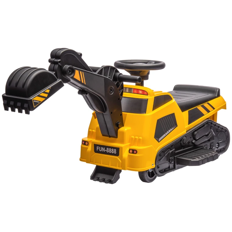 Aosom 6V Electric Ride on Tractor, 3 in 1 Electric Ride on Excavator, Bulldozer, Road Roller, Battery Powered Pretend Play Construction, for 18-48 Months - Yellow