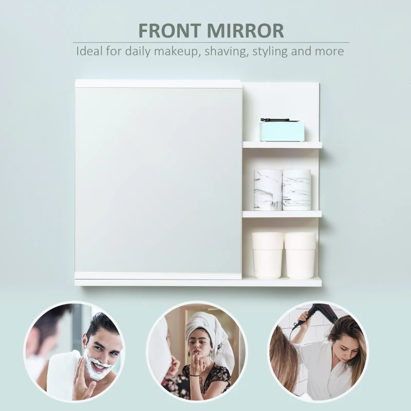 kleankin Bathroom Storage Cabinet with Mirror, Wall Mounted Medicine Cabinet with 3 Open Shelves and 2-tier Cupboard