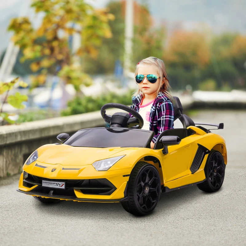 Aosom Lamborghini Licensed Kids Ride on Car w/ Easy Transport, Yellow