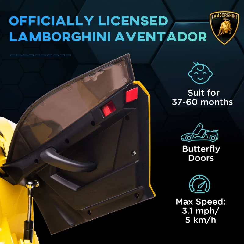 Aosom Lamborghini Licensed Kids Ride on Car w/ Easy Transport, Yellow